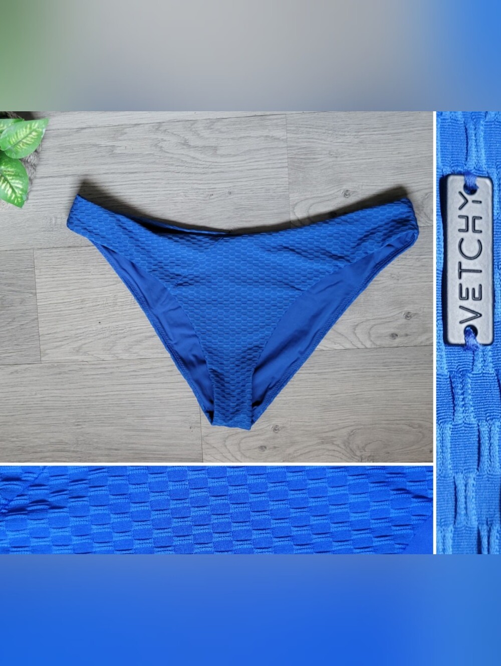 Vetchy Laguna Blue Geometric Honeycomb Bikini Bottoms, Women's Extra Large